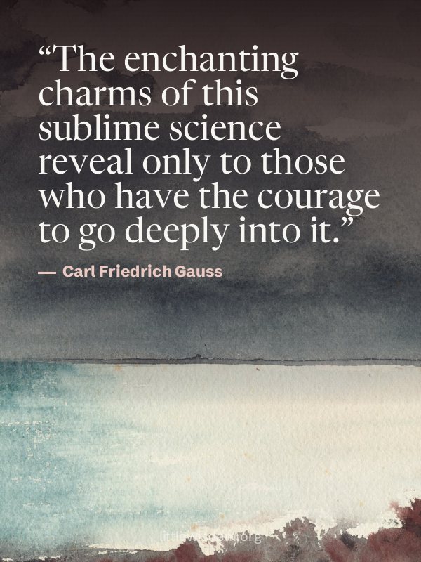 “The enchanting charms of this sublime science reveal only to those who have the courage t…”, Carl Friedrich Gauss. Wallpaper design 2.