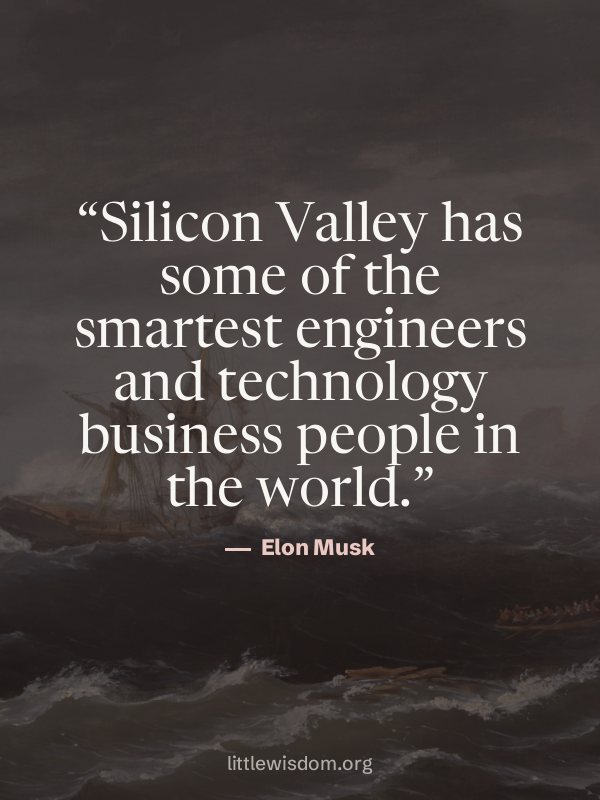 “Silicon Valley has some of the smartest engineers and technology business people in the w…”, Elon Musk. Wallpaper design 9.