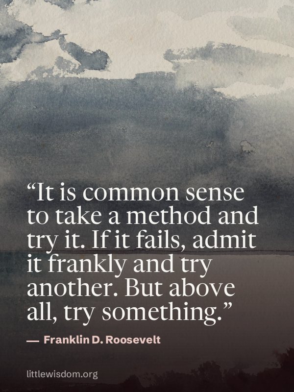 “It is common sense to take a method and try it. If it fails, admit it frankly and try ano…”, Franklin D. Roosevelt. Wallpaper design 7.