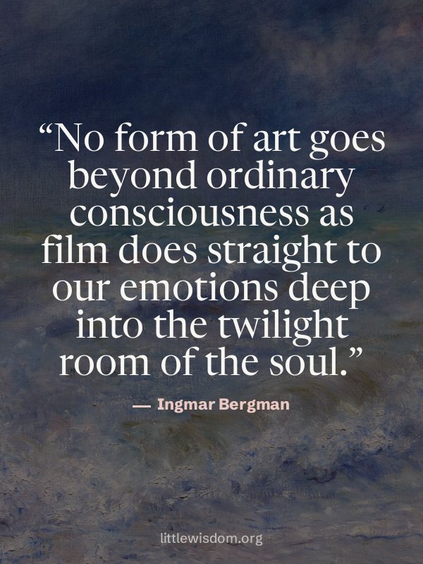 “No form of art goes beyond ordinary consciousness as film does straight to our emotions d…”, Ingmar Bergman. Wallpaper design 9.