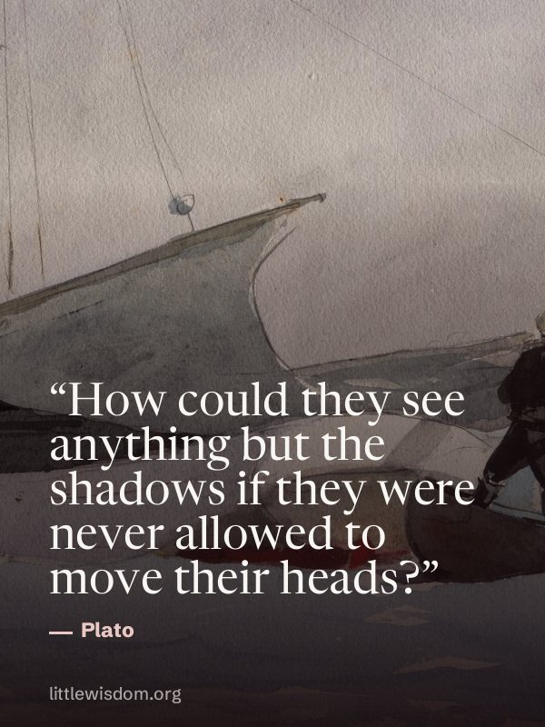 “How could they see anything but the shadows if they were never allowed to move their head…”, Plato. Wallpaper design 7.