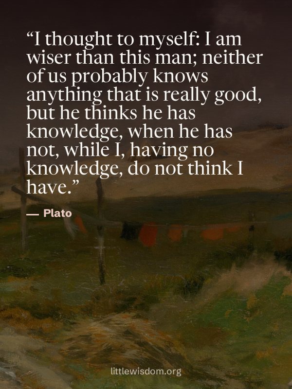 “I thought to myself: I am wiser than this man; neither of us probably knows anything that…”, Plato. Wallpaper design 2.