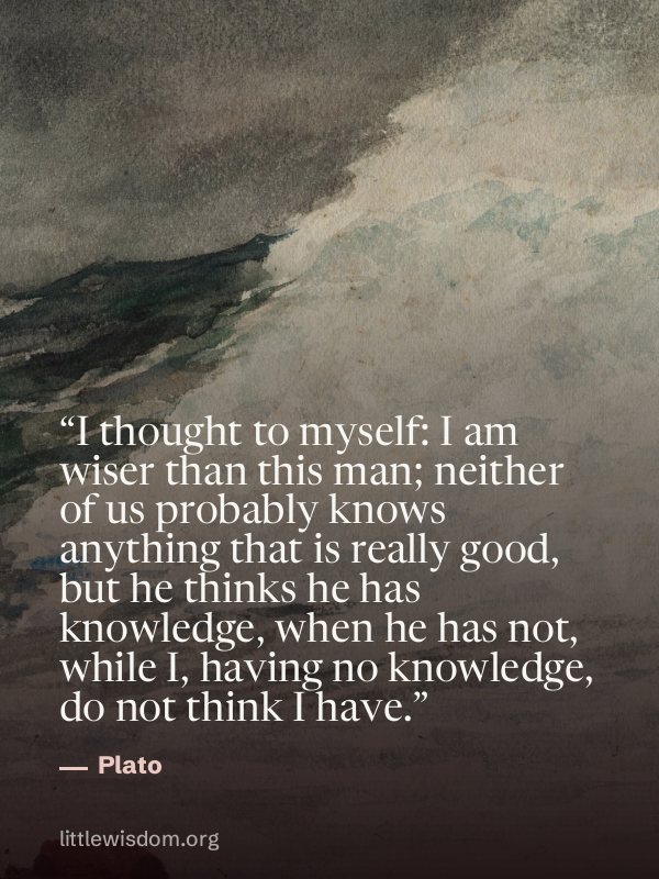 “I thought to myself: I am wiser than this man; neither of us probably knows anything that…”, Plato. Wallpaper design 5.